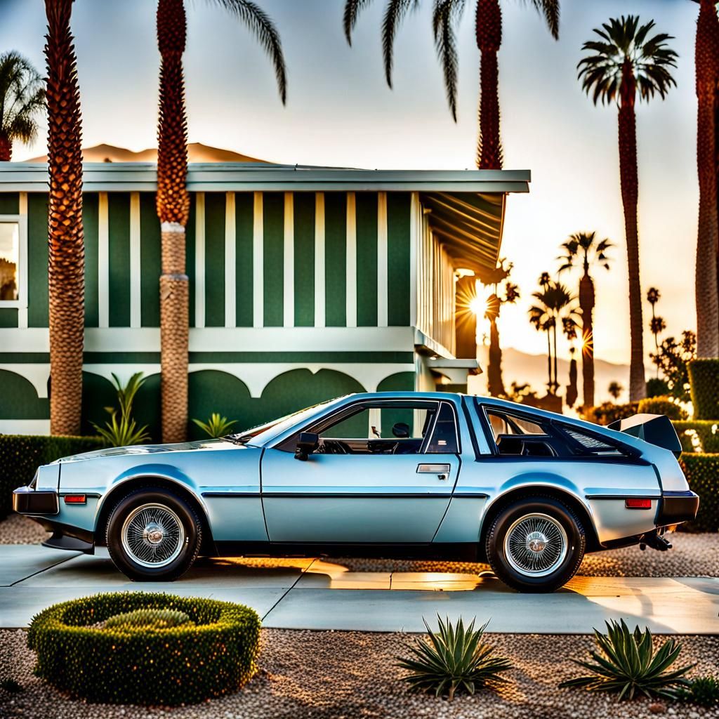 Light Blue 70s Car in Palm Springs Photo