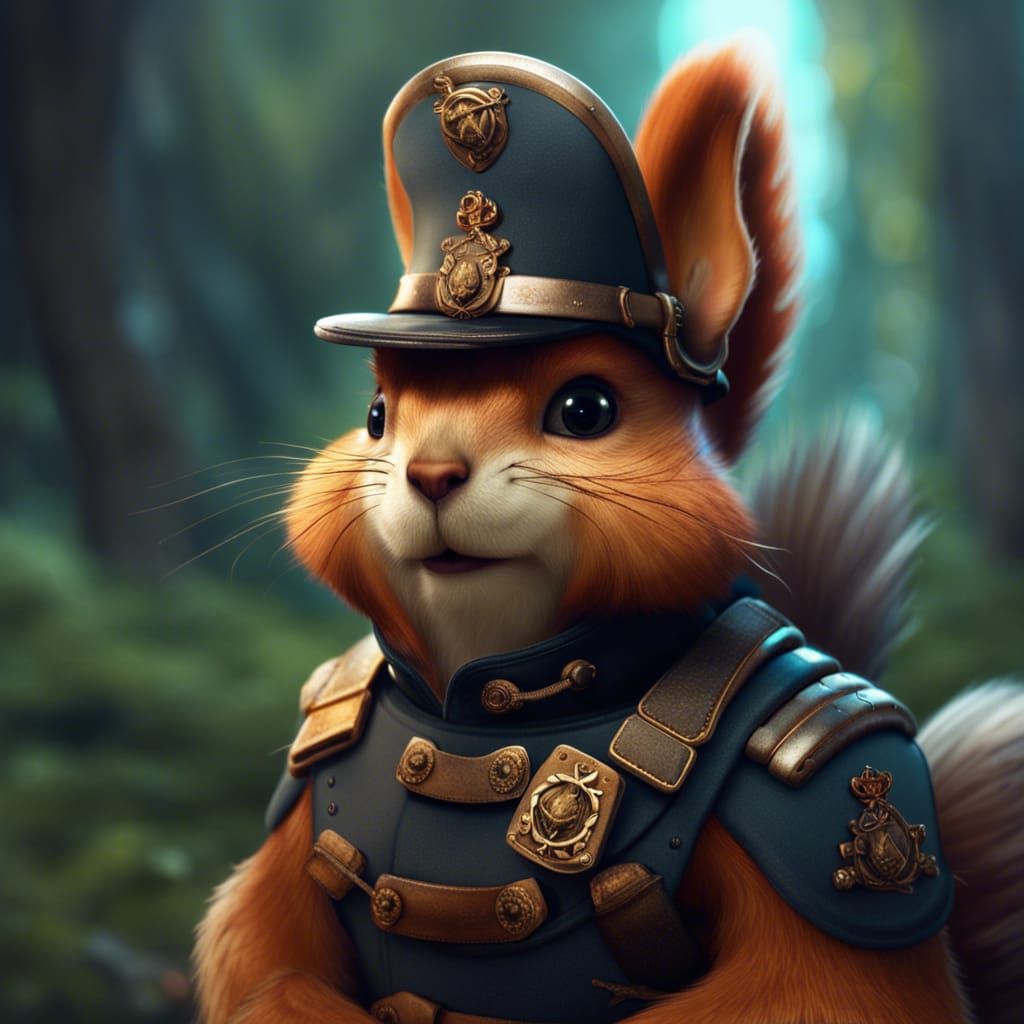 Squirrel Military Captain: Detailed Fantasy Concept Art