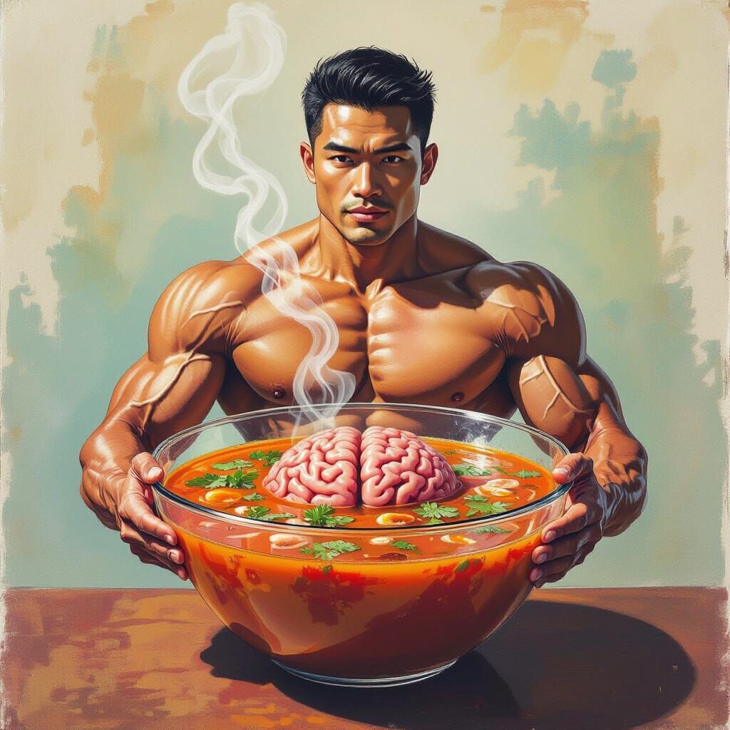 Filipino Soupy Brain Concept in Oil Pastel