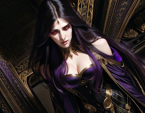 Eldritch Goddess in Bookstore: Hyper-Realistic Portrait