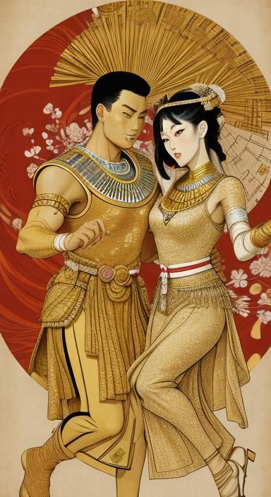 Dancing Wedding Couple in Action Painting Style