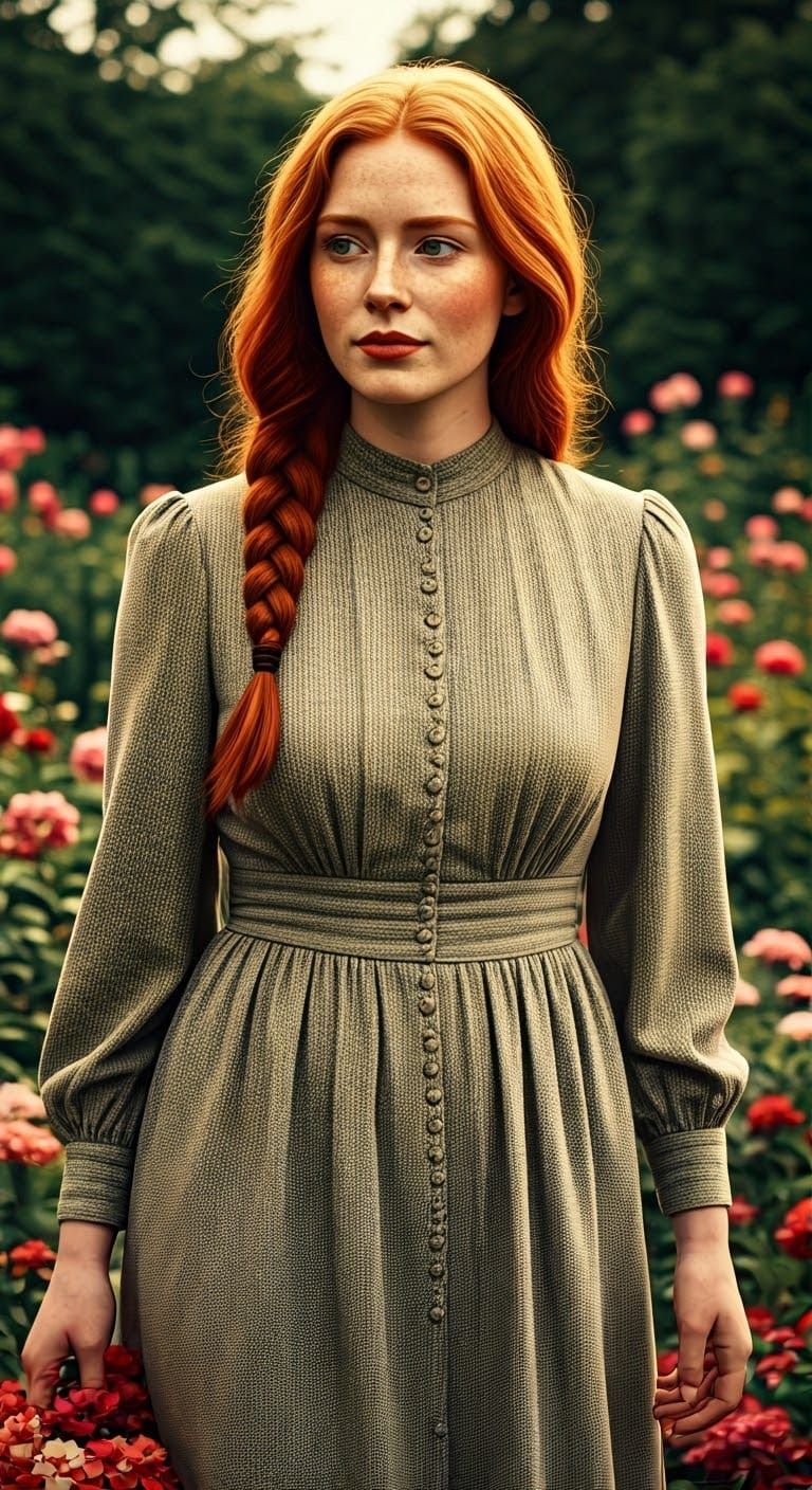 Hyperrealistic Pop Art Portrait of a Redhaired Irish Woman i...