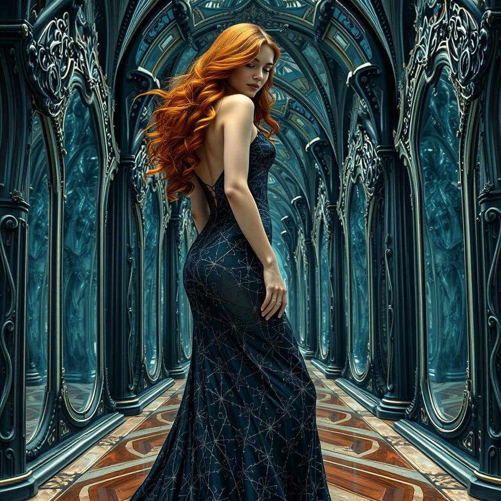 Starlight Gown in a Hall of Mirrors