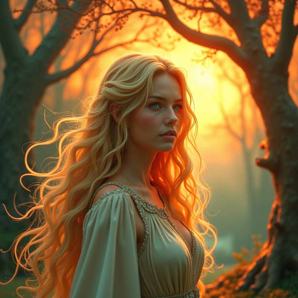 Sonata Dusk in a Fiery Fantasy Landscape