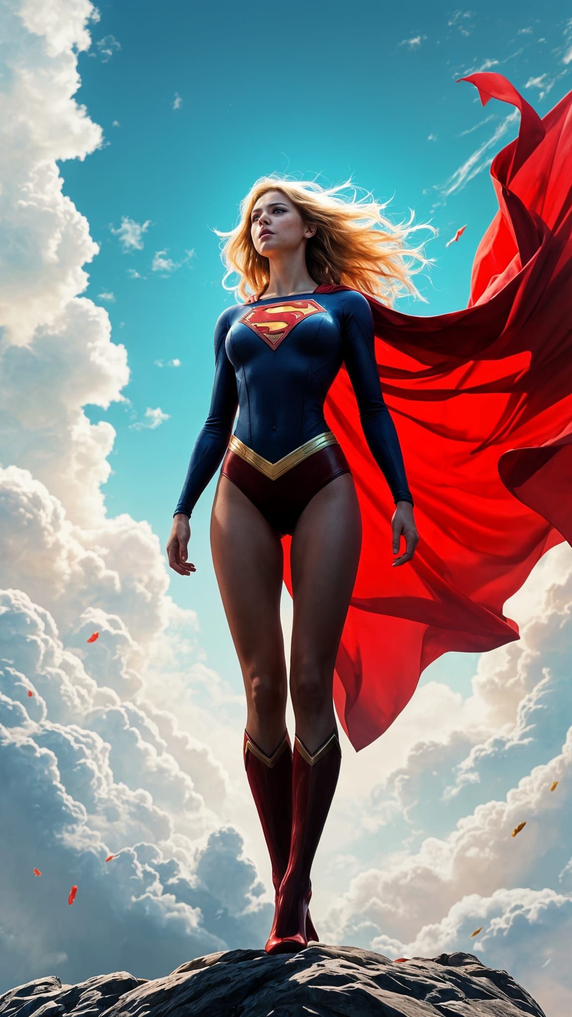 Heroic Supergirl in Vibrant Pop Art Style