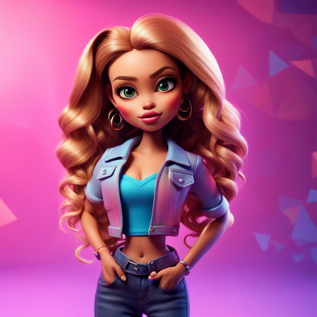 Bratz Doll in 3D Digital Art Style