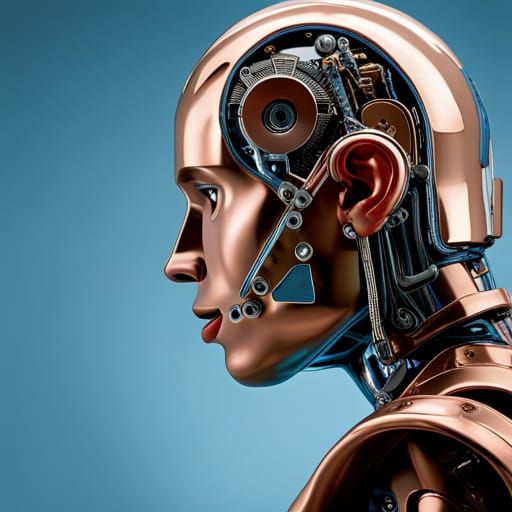 Robot Man Portrait with Visible Internal Robotics