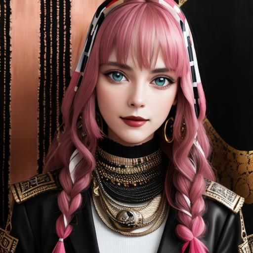 Surreal Metallic Composition Inspired by Klimt