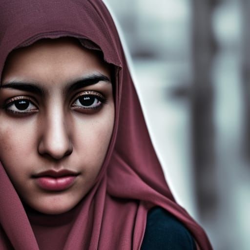 Hyperrealistic Portrait of a Muslim Girl