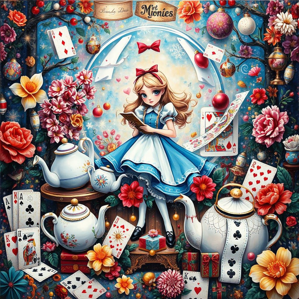 Whimsical Wonderland Christmas Scene in Vibrant Acrylics and...