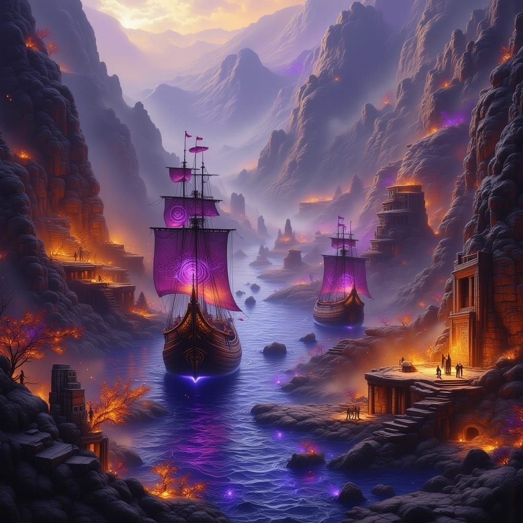 Magical Phoenician Harbor with Mythical Elements