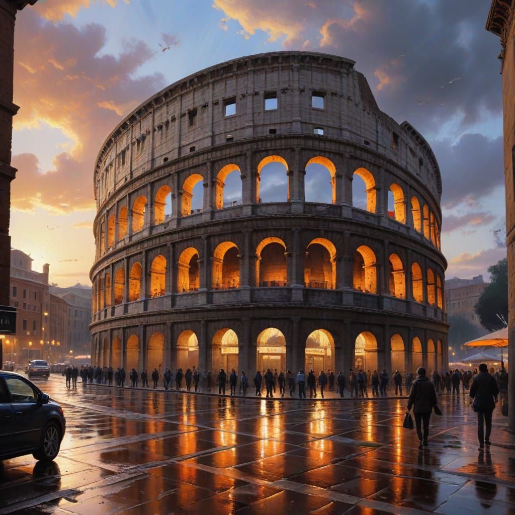 Ethereal Rome at Sunrise: A Digital Masterpiece