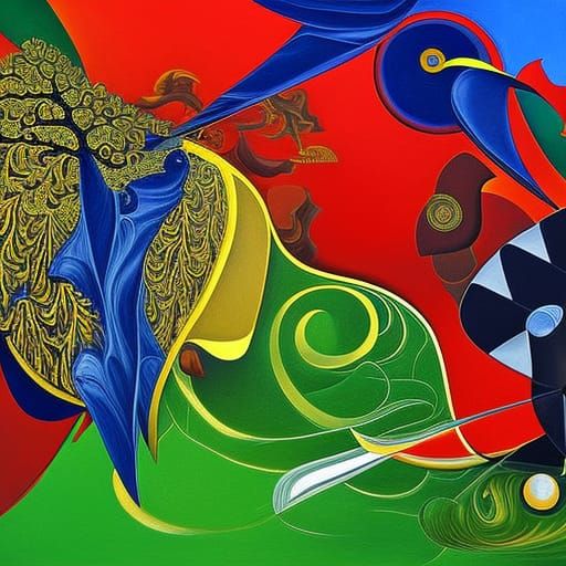 Abstract Fantasy Art with Vivid Complementary Colors