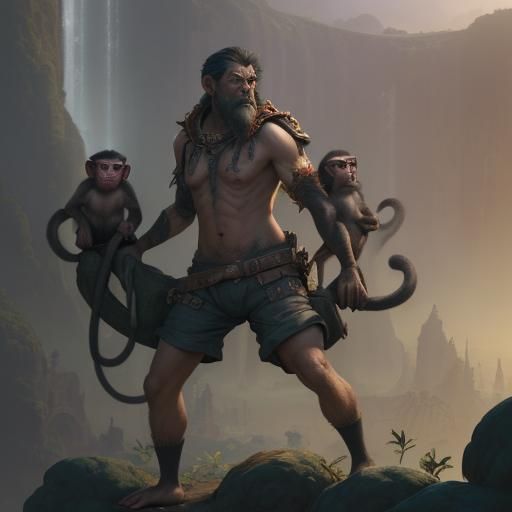 Lost in Monkey Market: Detailed Matte Painting