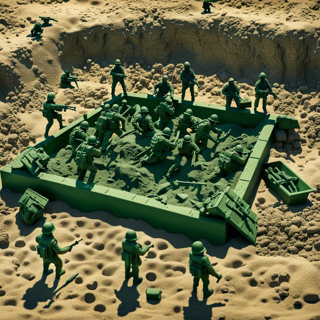Green Army Men in Epic Sandbox Battle