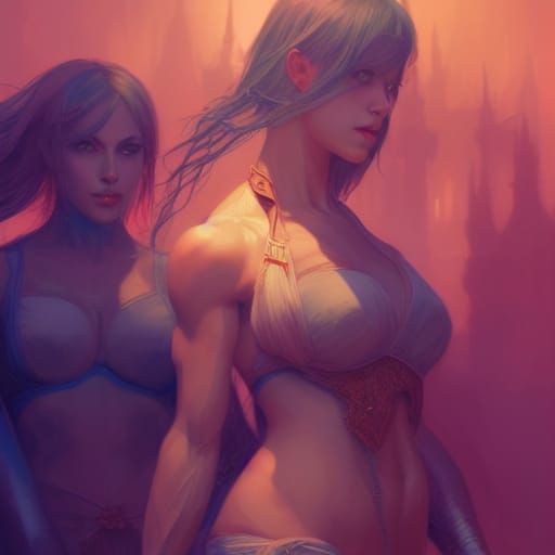 Dark Fantasy Muscle Harem Girls in 8K Resolution