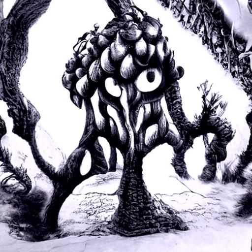 Whispy Woods Tree in Miura's Charcoal Style