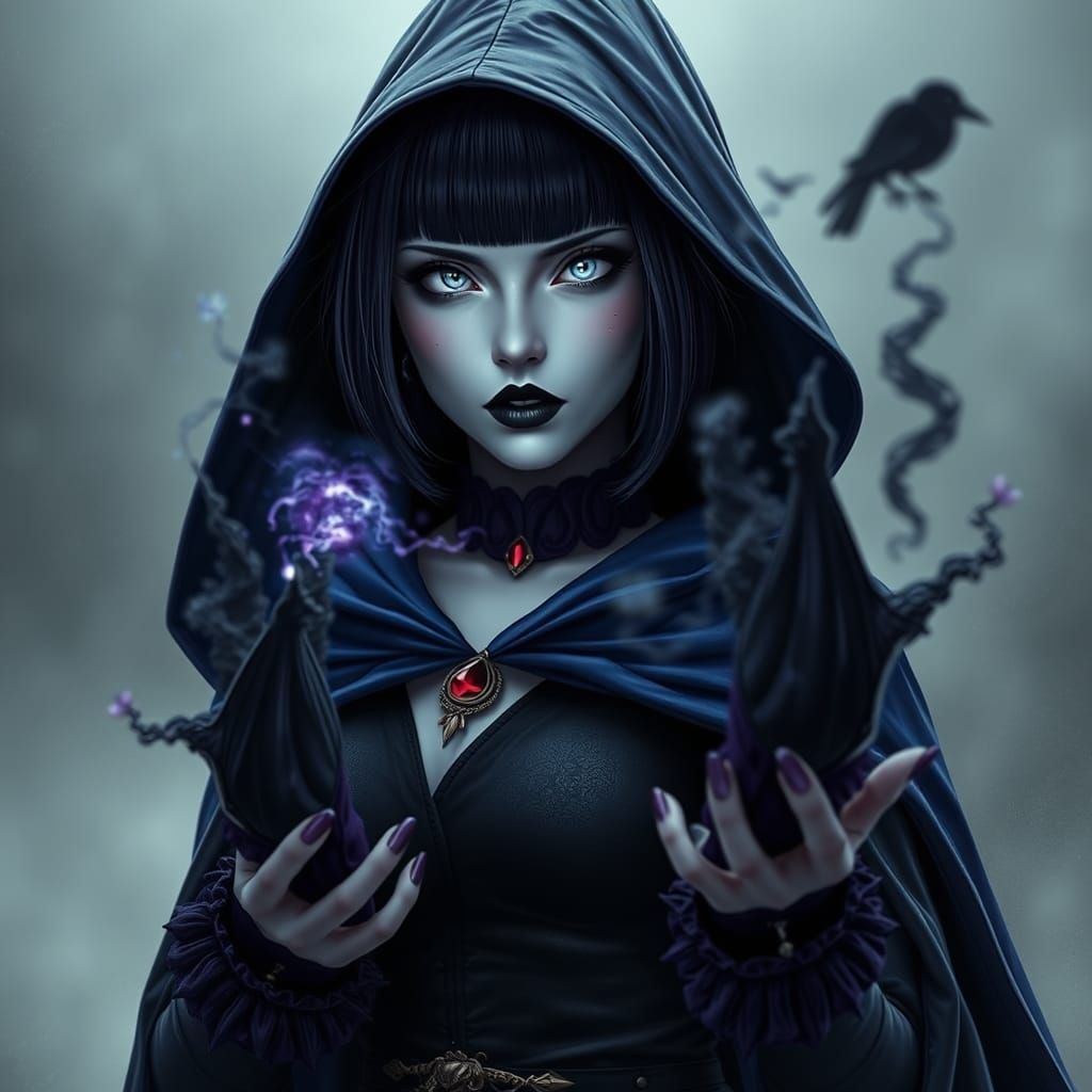 Gothic Beauty Unveiled in Ethereal Glow