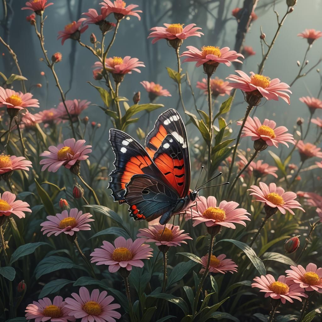 Adorable Baby Butterfly on Oversized Flower