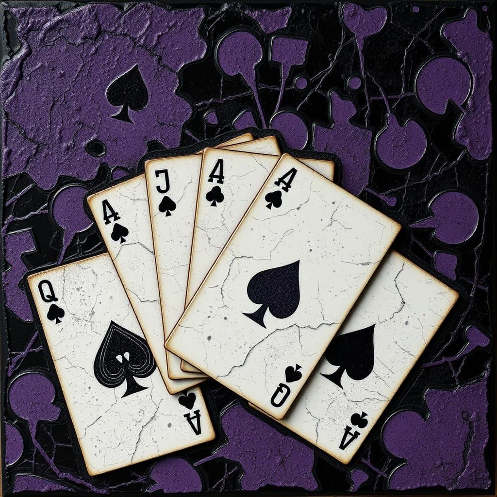 Diabolical Playing Cards with Encaustic Texture