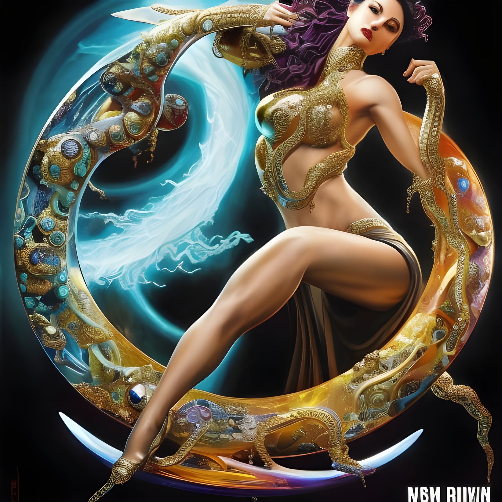 Glass Squid Yin Yang: Detailed Fantasy Art