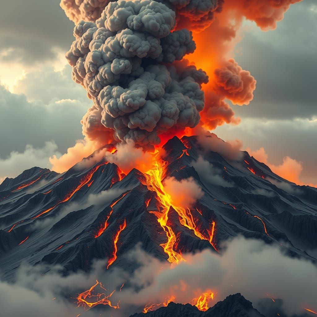 Volcanic Eruption Forms a Dragon in the Sky