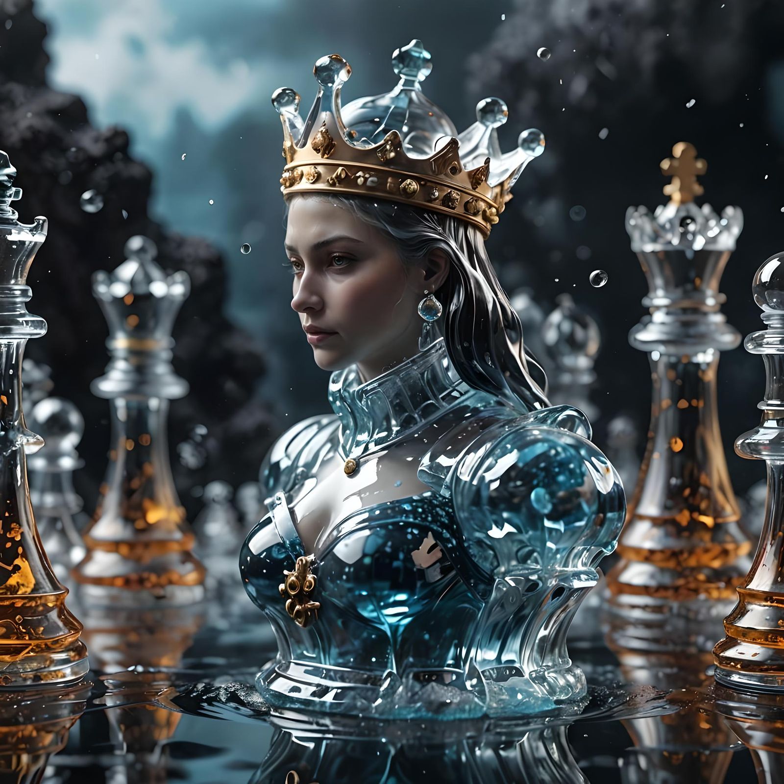 Water Chess Queen Macro Photograph