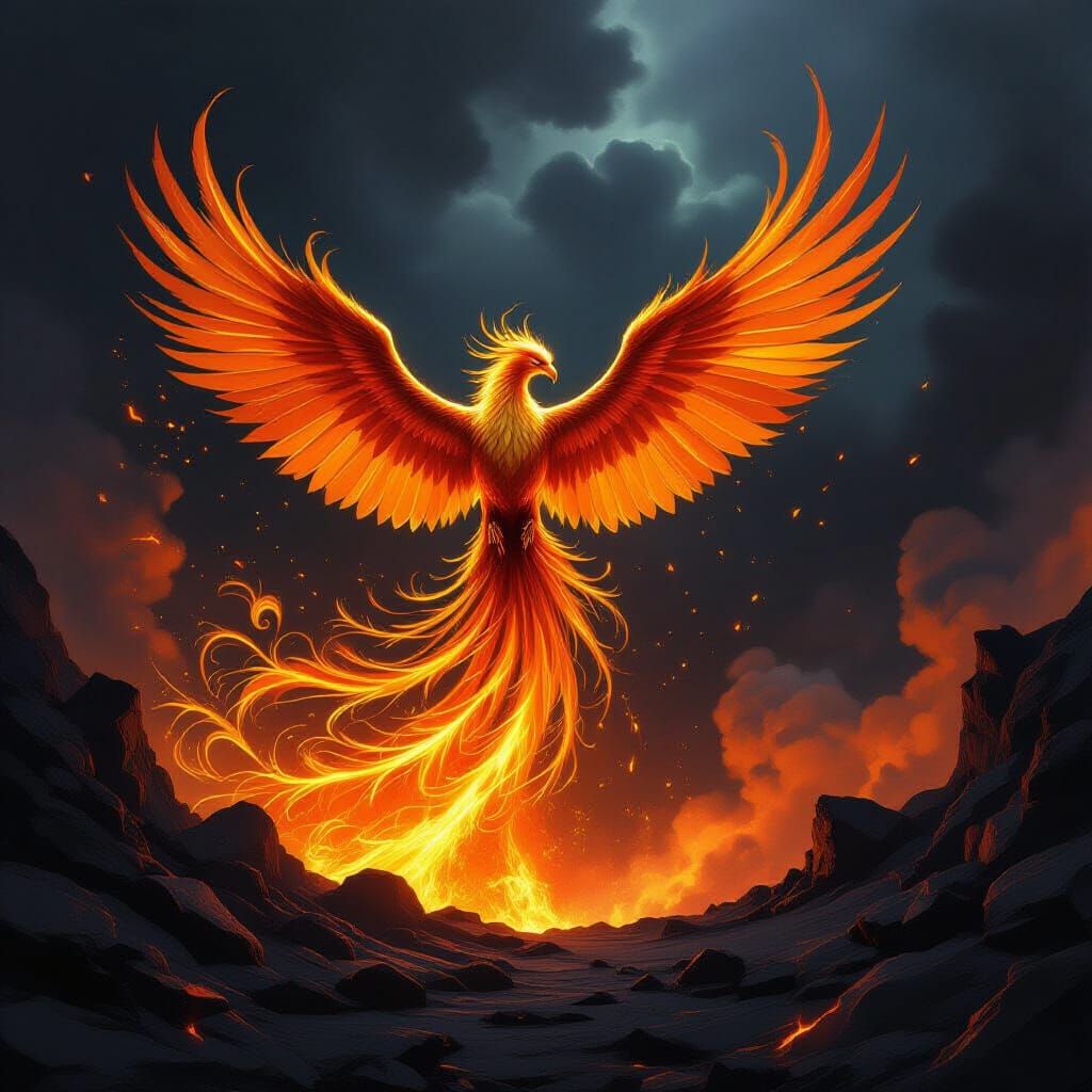 Molten Gold Phoenix Erupts From Volcanic Crater