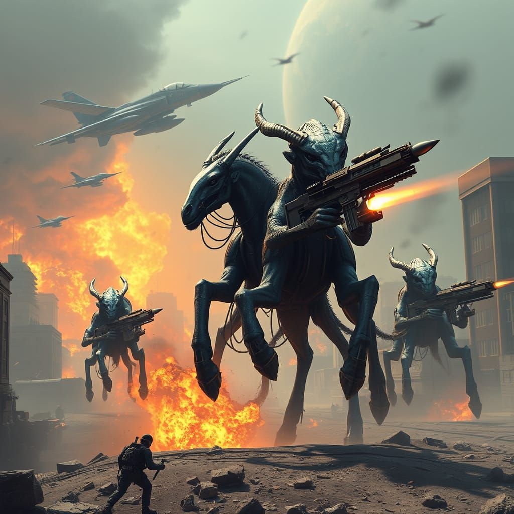 Alien Centaurs Invade Earth in Hyperrealistic Rendering