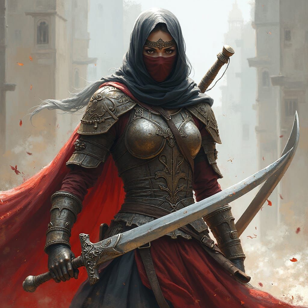Ottoman Female Warrior with Scimitar, Kashin Style