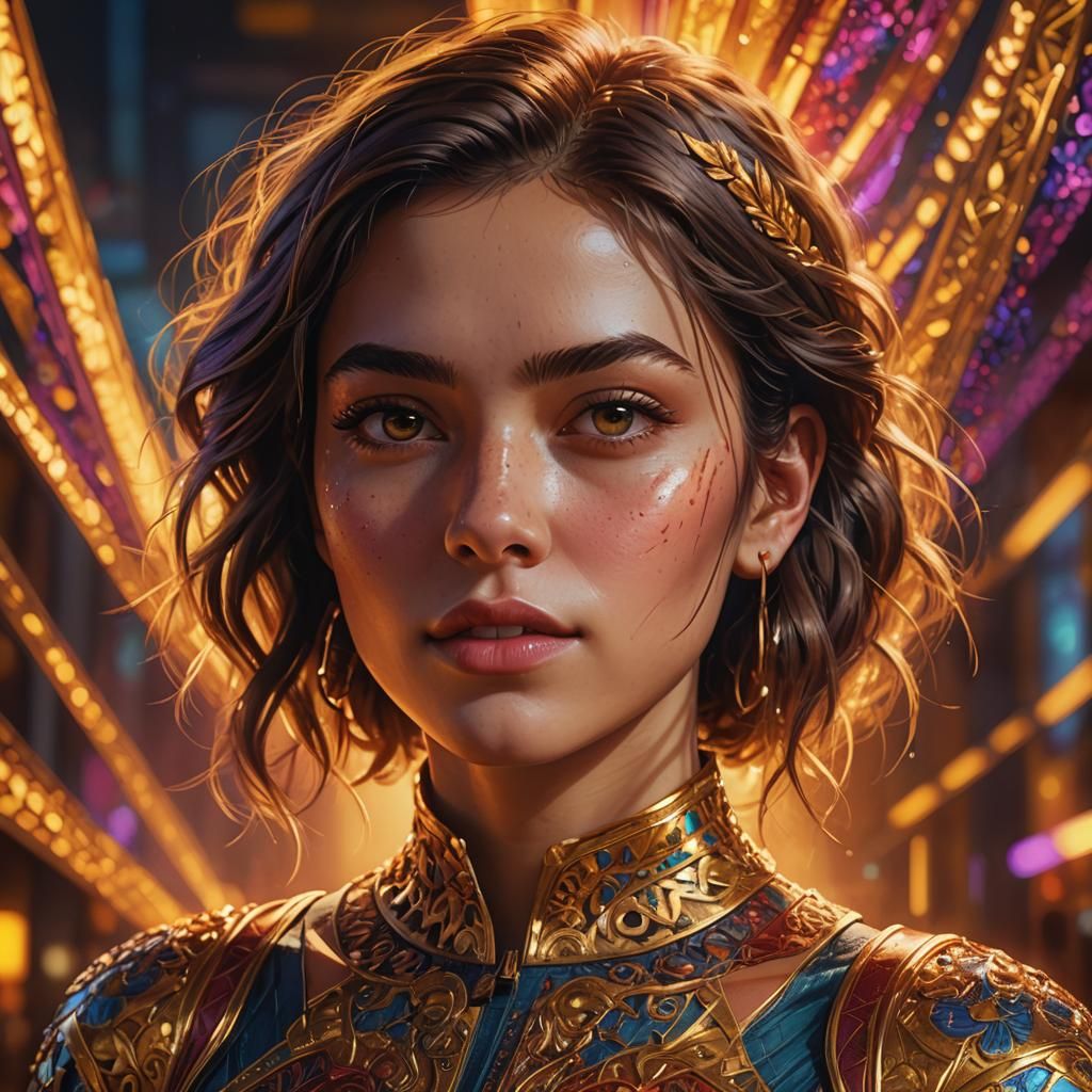 Striking Girl in Hyperrealistic Digital Art