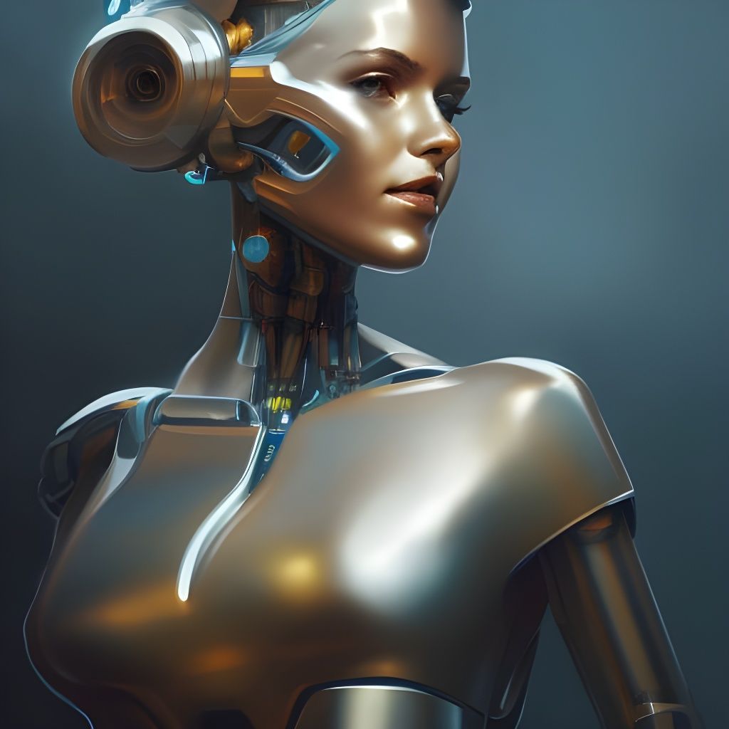 Hyperdetailed Robot Girl Portrait in Dynamic Lighting