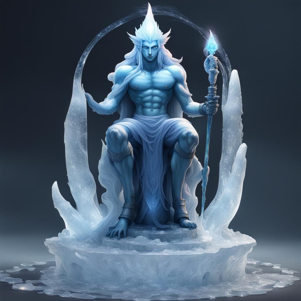Icy Shiva Sculpture in Chughtai Art Style
