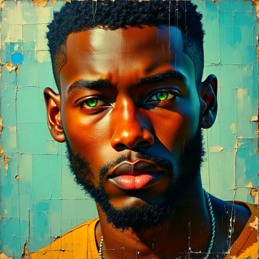 Portrait of a Man with Striking Eyes as Oil Painting