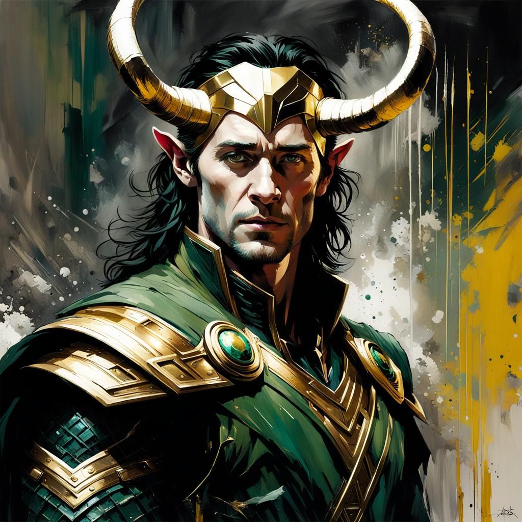 Loki, God of Mischief, as Detailed Matte Painting
