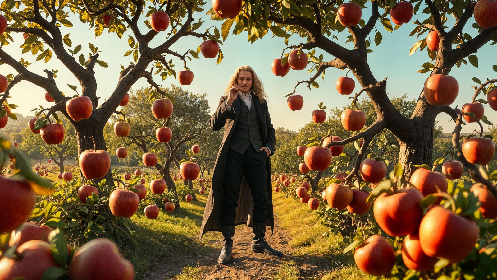 Gravity Defying Apples in Whimsical Skybound Wonderland