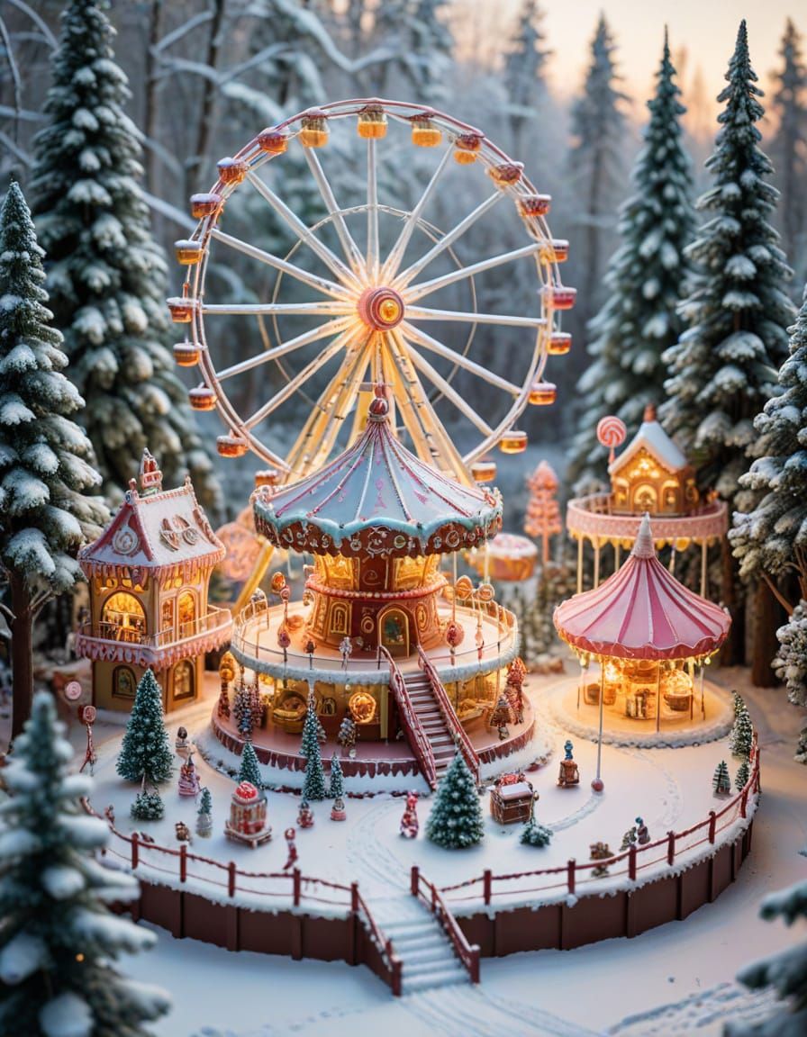 Candy Amusement Park in Winter Wonderland