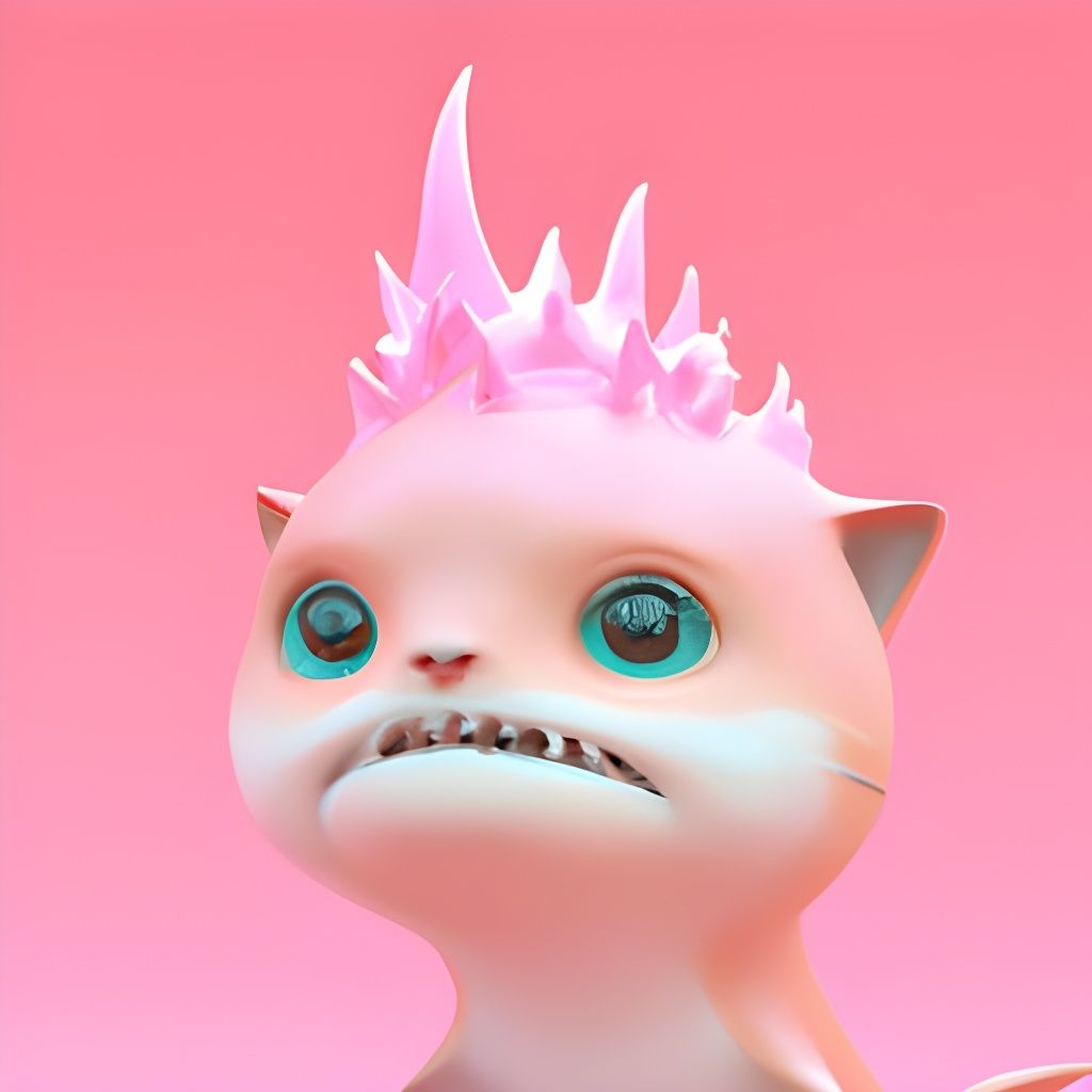 Cat Shark Princess in 3D Digital Art Style