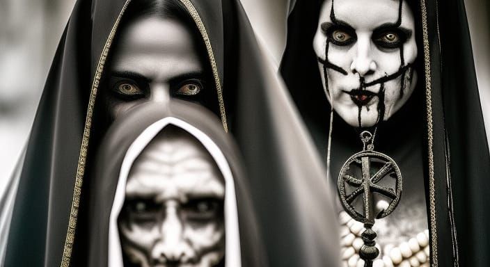 Nightmarish Nun in Hyperrealistic Surrealism