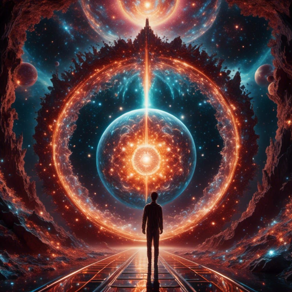 Holographic Astral Illustration in Roger Dean Style