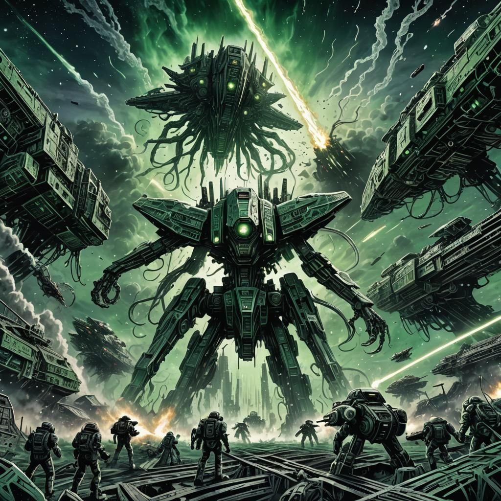 Epic Space Battle in Comic Book Style