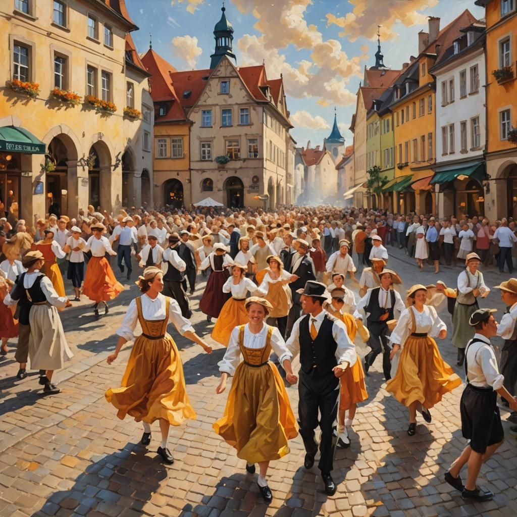 Oktoberfest Celebration as Impressionist Oil Painting