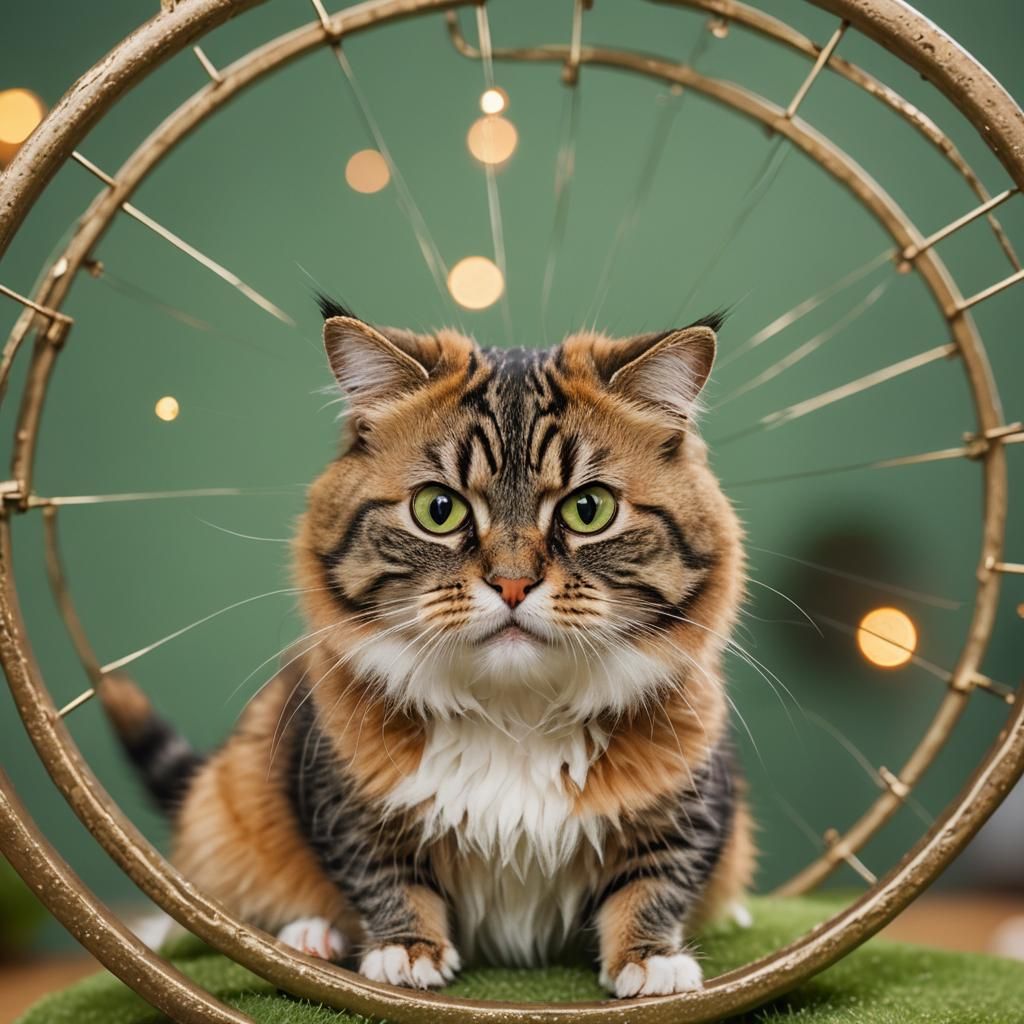 High-Resolution Cat Portrait with Playful Hamster