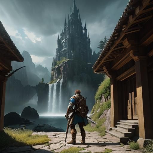 Halfling Warrior in D&D City: Cinematic Film Still