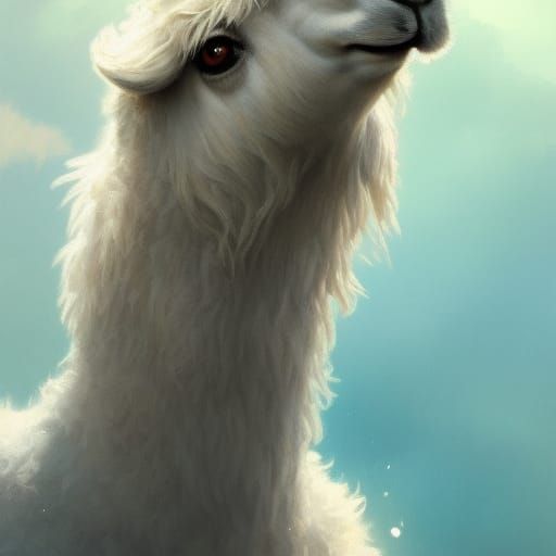 Cute Llama Portrait in Hyperdetailed Digital Art