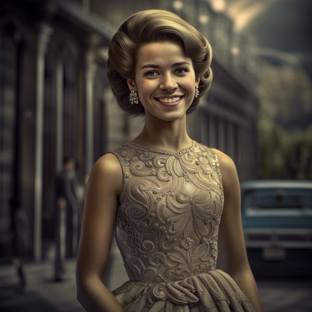 Vintage Portrait: Woman Smiling in 1966 Style