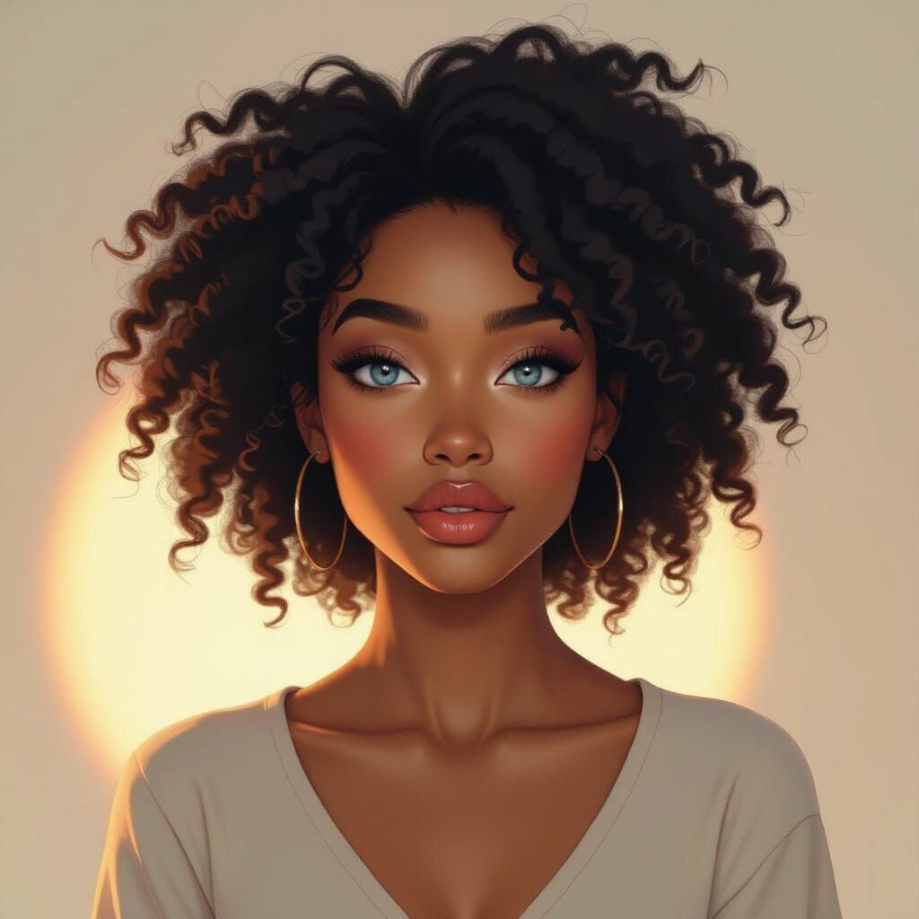 Serene Portrait of Natural Woman with Afro Hair