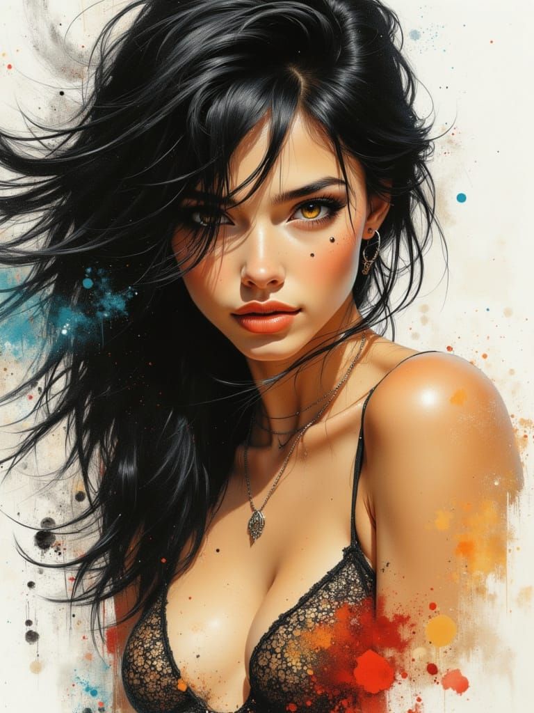 Detailed Portrait of a Woman in Surreal Art Style