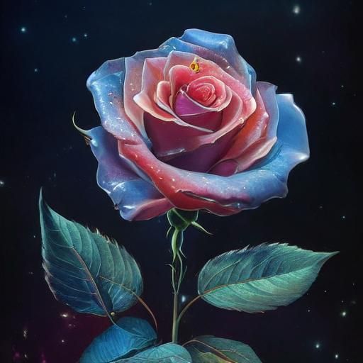 Fiery Ruby Rose: Maximalist Photoillustration