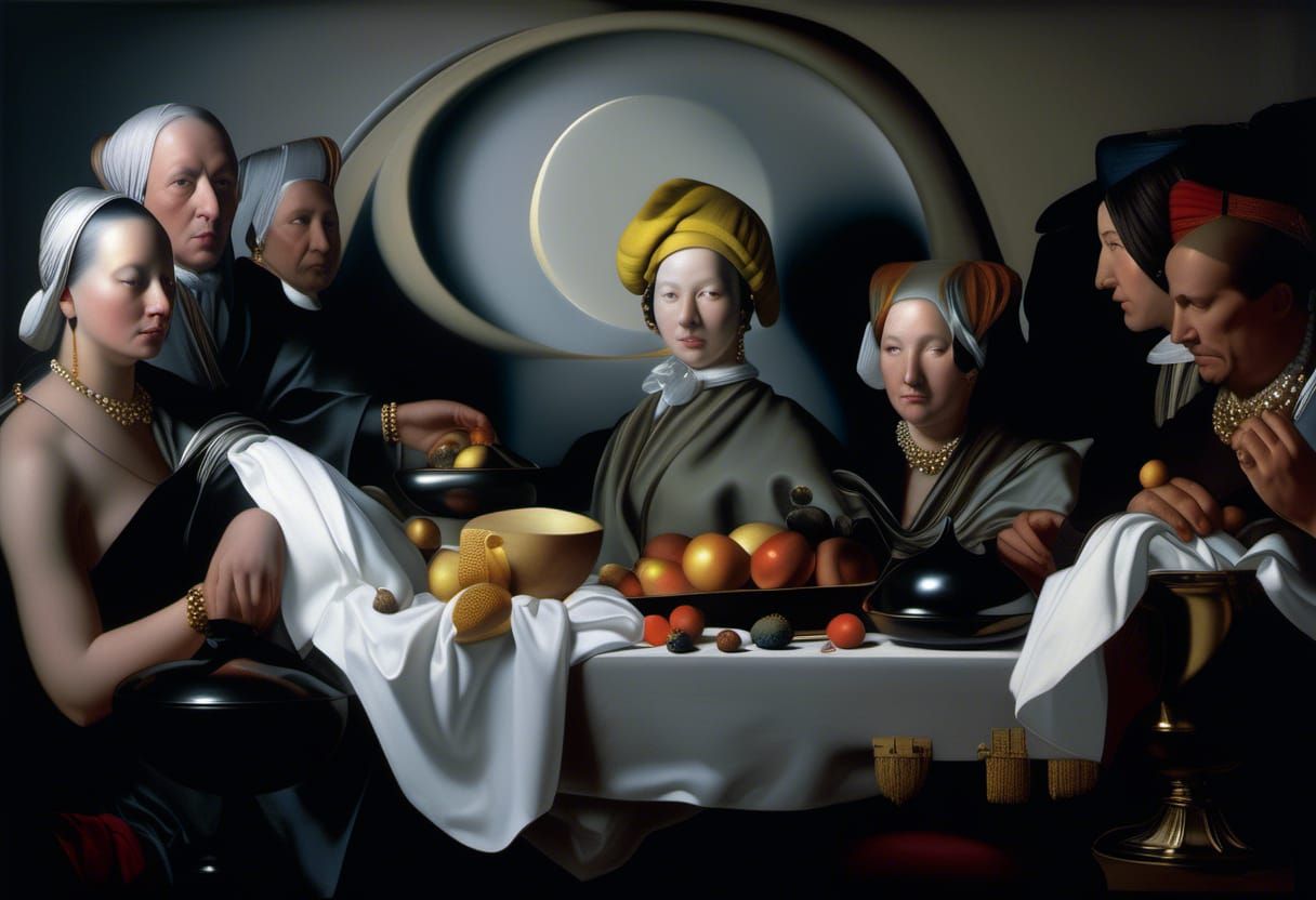 Abstracted Portraits in Strange Scenes as Matte Painting